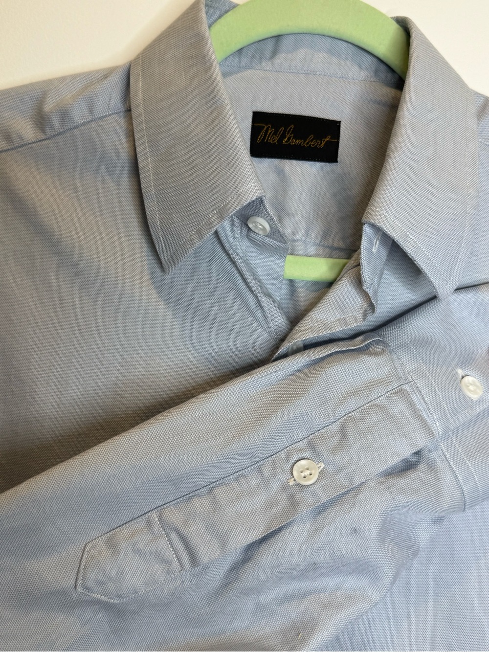 Mel Gambert Men's Light Blue Dress Shirt Office Minimalist Beachy Lightweight